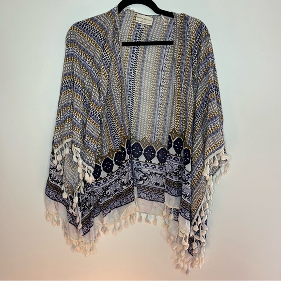 Bobbie Brooks Bundle of 2 Beach Pool Fringe edge Shawl Kimono Cardigan cover up - Picture 7 of 12
